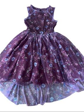 Purple Floral Tulle Party Dress Size 7